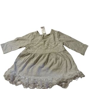 Baby Ganz 6-12m Elegant Gray Lace Trim Kids Dress